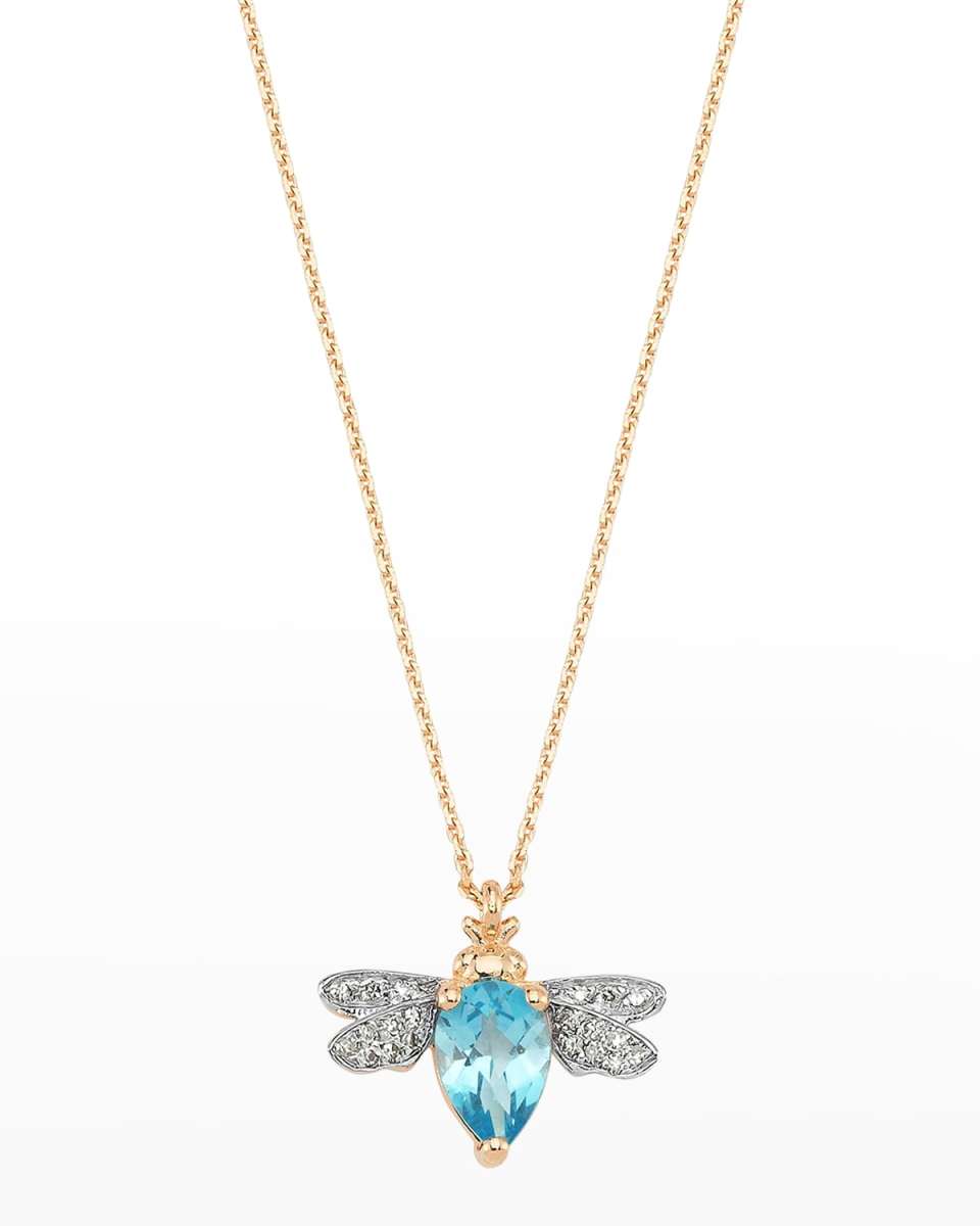 Diamond and Blue Topaz Bee Necklace
